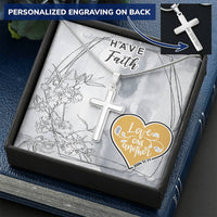 Dad To Son Gifts - Love One Another Customize Engraved Cross Necklace