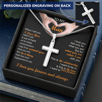 For Your Man - Love You - Cross Customize Engraved Cross Necklace