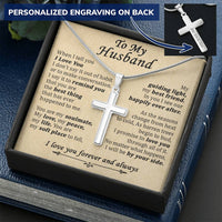 For Husband - I Will Be By Your Side - Cross Customize Engraved Cross Necklace