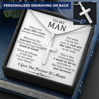For Your Man - Go There 2 - Cross Customize Engraved Cross Necklace