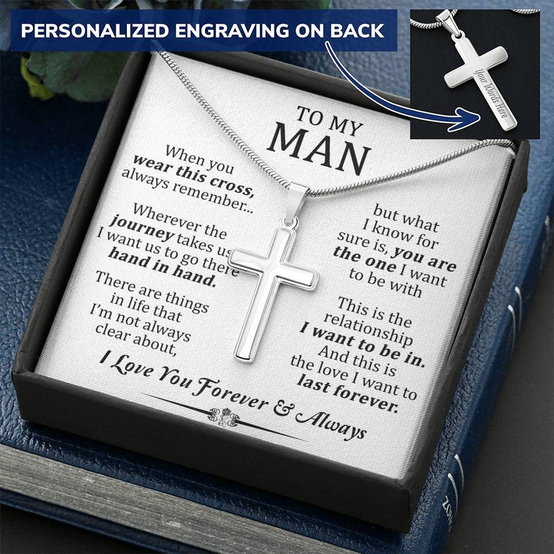 For Your Man - Go There 2 - Cross Customize Engraved Cross Necklace