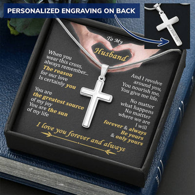 For Husband - The Reason - Cross Customize Engraved Cross Necklace