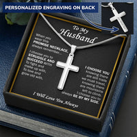 Gift For Husband - My Side - Cross Customize Engraved Cross Necklace