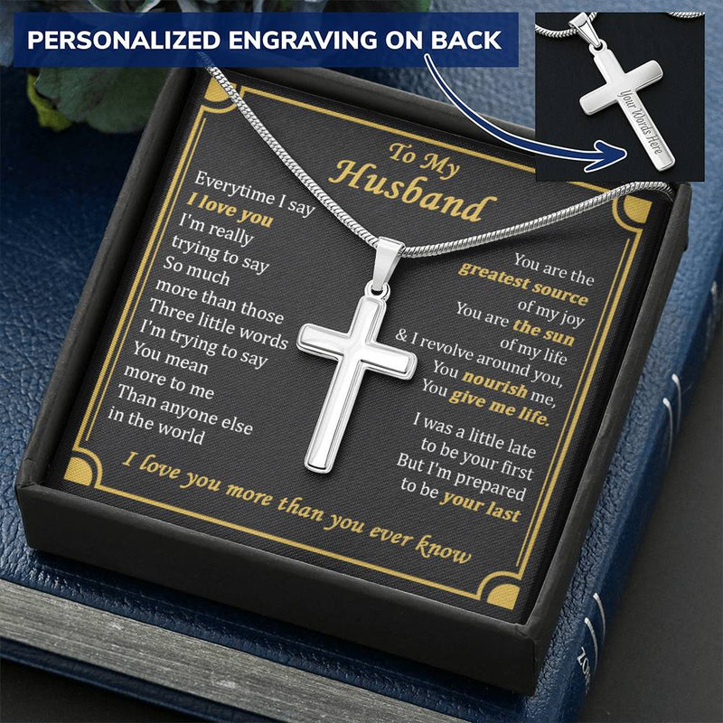 For Husband - The Sun Of My Life - Cross Customize Engraved Cross Necklace