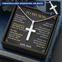 For Son - Close By - Cross Customize Engraved Cross Necklace