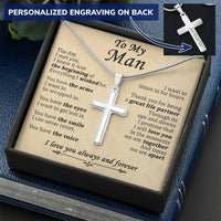For Your Man - The Beginning Of Everything - Cross Customize Engraved Cross Necklace