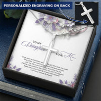 Daughter Gift - Keep Me In Your Heart Customize Engraved Cross Necklace