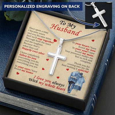 For Husband - You Became Mine - Cross Customize Engraved Cross Necklace