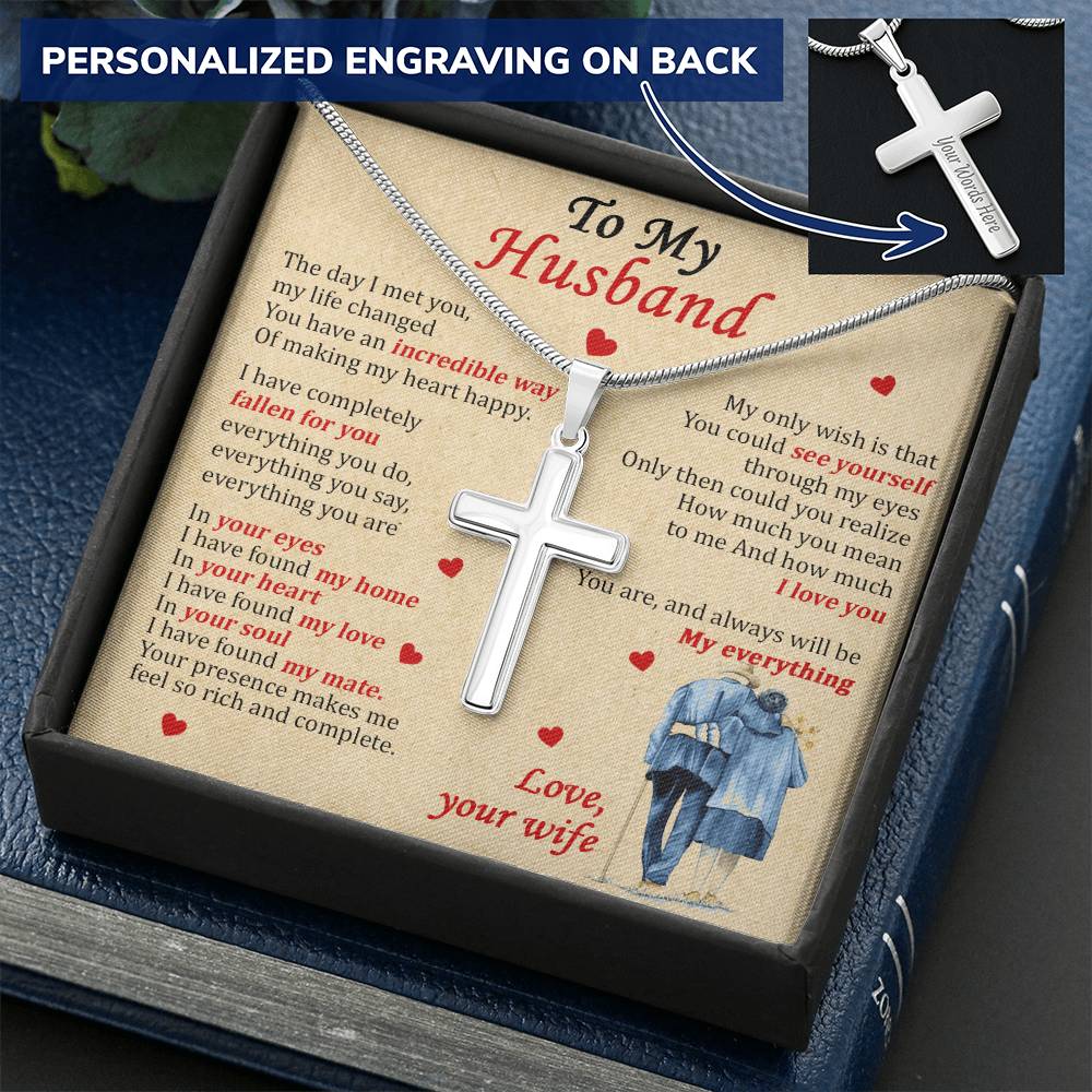 For Husband - My Only Wish - Cross Customize Engraved Cross Necklace ...