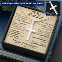 For Husband - Keep Falling In Love - Cross Customize Engraved Cross Necklace