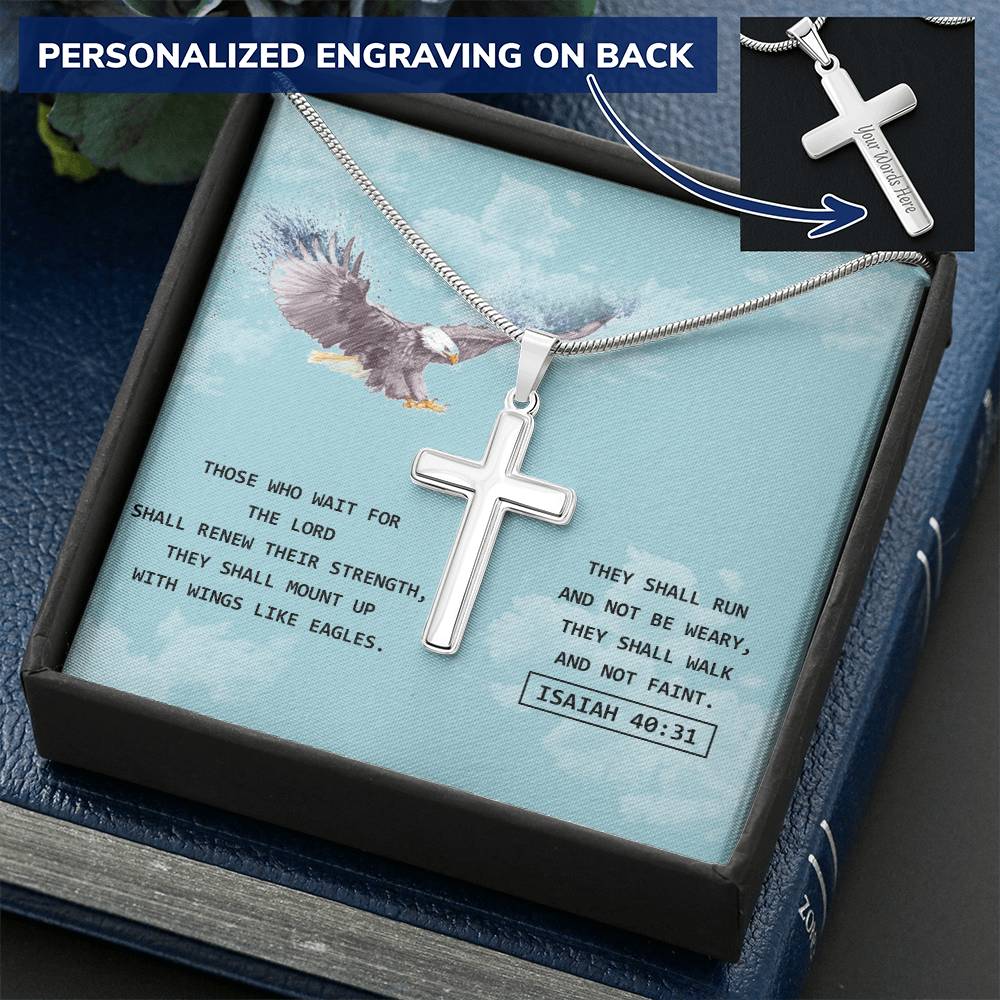 Eagle Cross - Isaiah 4031 Customize Engraved Cross Necklace
