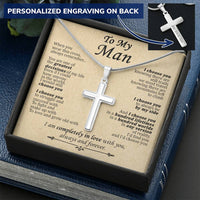 For Your Man - Greatest Decisions Of My Life - Cross Customize Engraved Cross Necklace