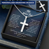 Bonus Dad Customize Engraved Cross Necklace