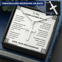 Future Father In Law 1 Customize Engraved Cross Necklace