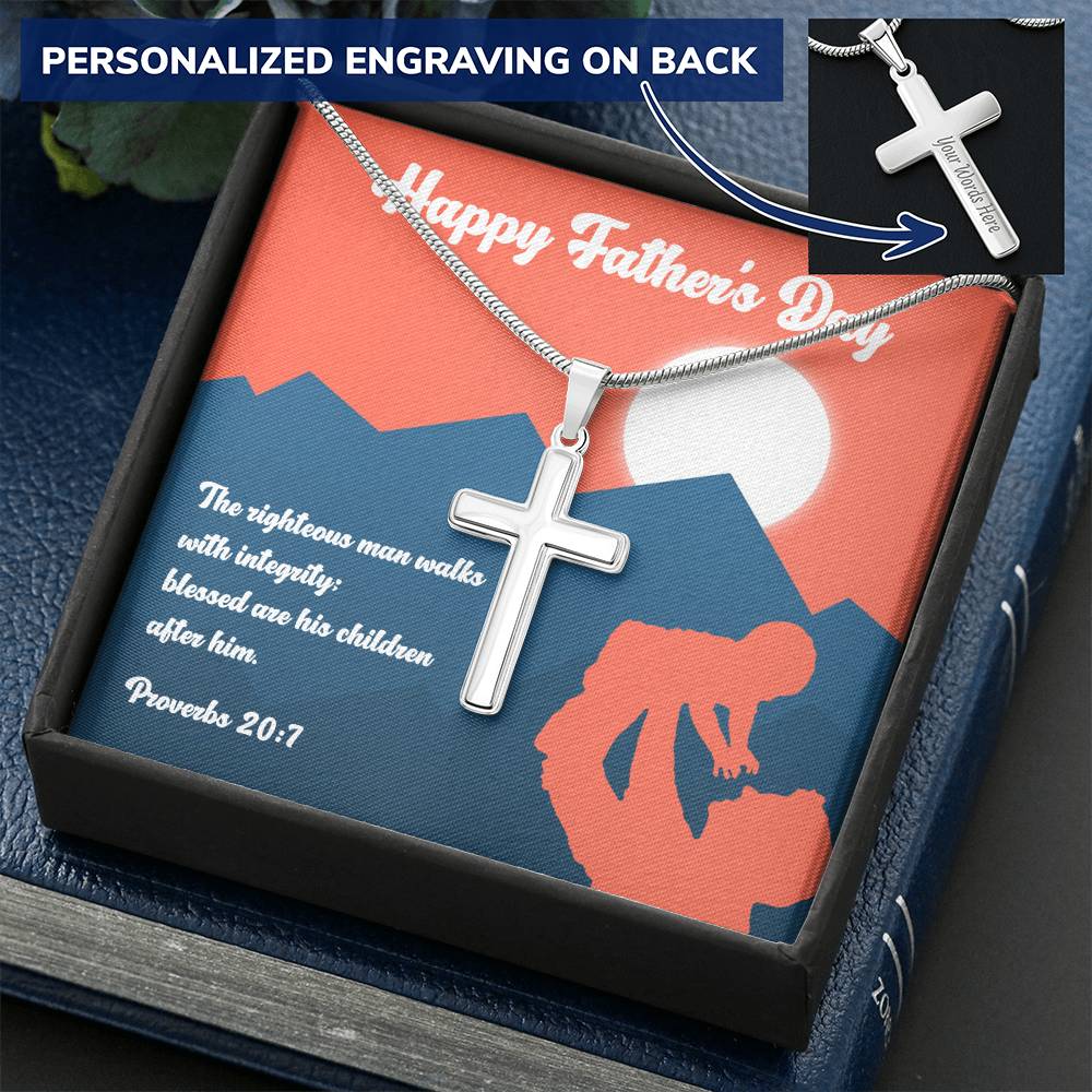 Christian Cross Necklace Father&#39;s Day Gift Men&#39;s Jewelry Birthday Gift Religious Gift Customize Engraved Cross Necklace