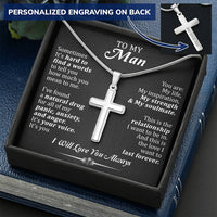 For Your Man - It's You - Cross Customize Engraved Cross Necklace