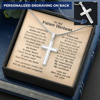 For Future Husband - Fallen For You - Cross Customize Engraved Cross Necklace