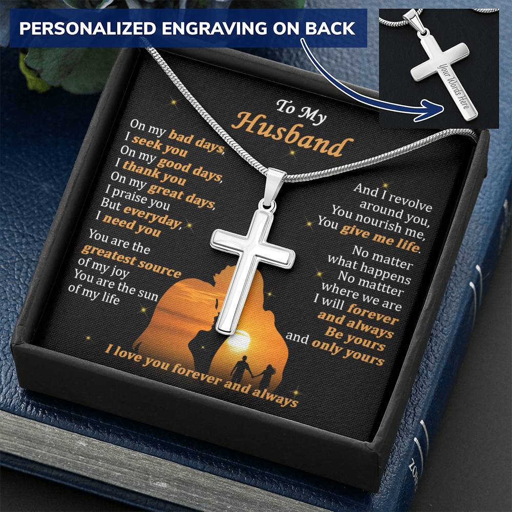 For Husband - I Need You - Cross Customize Engraved Cross Necklace