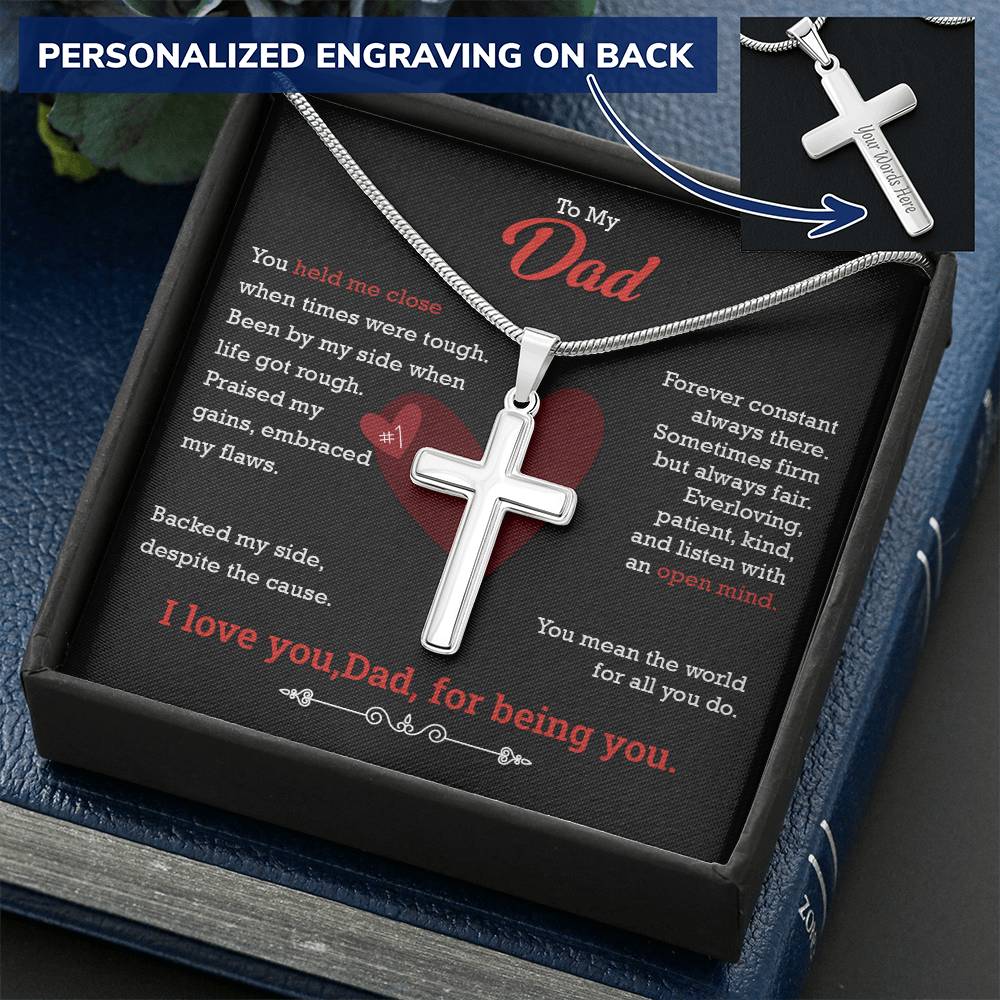 Father&#39;s Day Customize Cross Necklace  Personalised Gift For Dad  Best Father&#39;s Day Gift Customize Engraved Cross Necklace