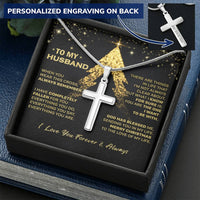 Gift For Husband - God Blessed Me - Cross Customize Engraved Cross Necklace