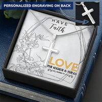 Dad To Son Gifts - Love Your Neighbor As Yourself Customize Engraved Cross Necklace