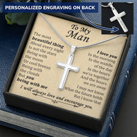 For Your Man - You Being With Me - Cross Customize Engraved Cross Necklace