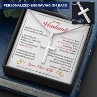 For Husband - Can't Live Without You - Cross Customize Engraved Cross Necklace