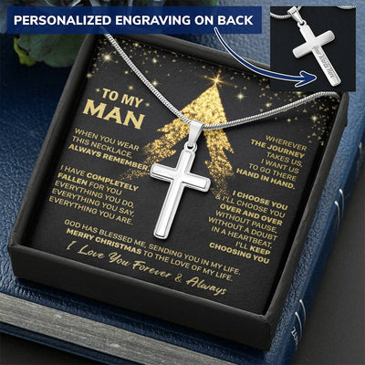 Gift For Husband - Remember - Cross Customize Engraved Cross Necklace