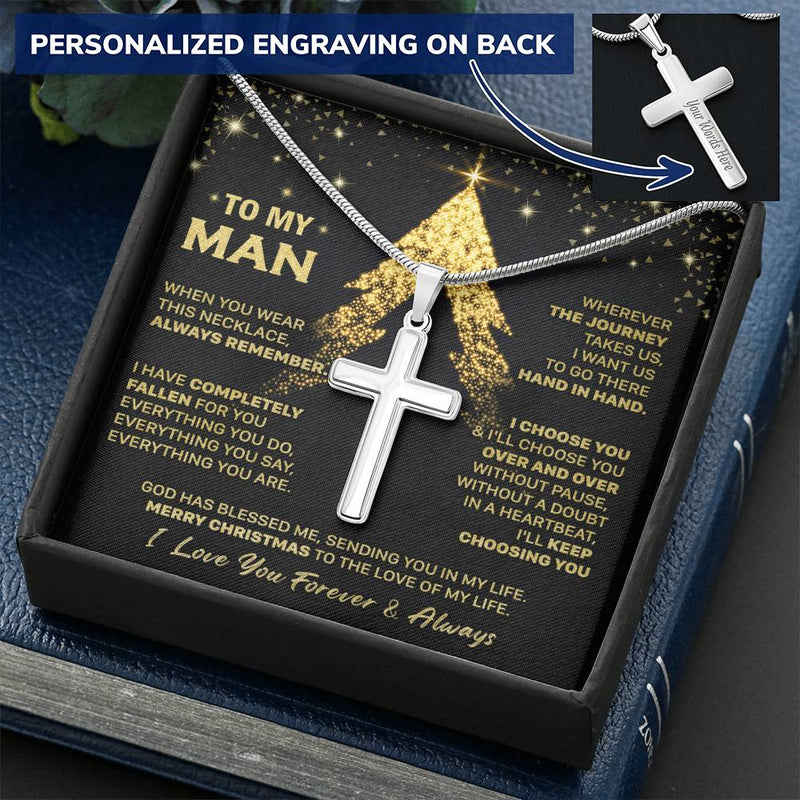 Gift For Husband - Remember - Cross Customize Engraved Cross Necklace