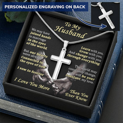 For Husband - My Love - Cross Customize Engraved Cross Necklace