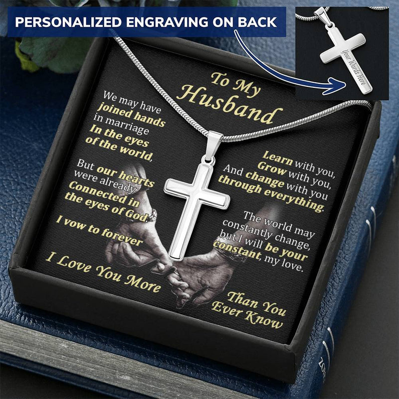 For Husband - My Love - Cross Customize Engraved Cross Necklace