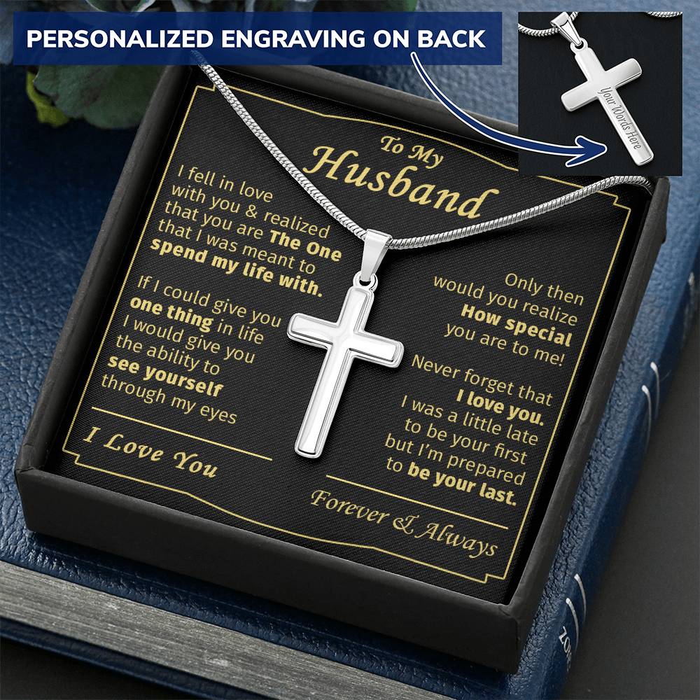 Gift For Husband - Life - Cross 1 Customize Engraved Cross Necklace