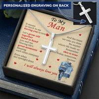 For Your Man - Where Life Leads Us - Cross Customize Engraved Cross Necklace