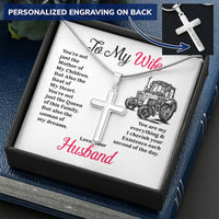 Farmer's Wife - Cross Necklace Customize Engraved Cross Necklace