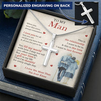 For Your Man - Fill My World - Cross Customize Engraved Cross Necklace