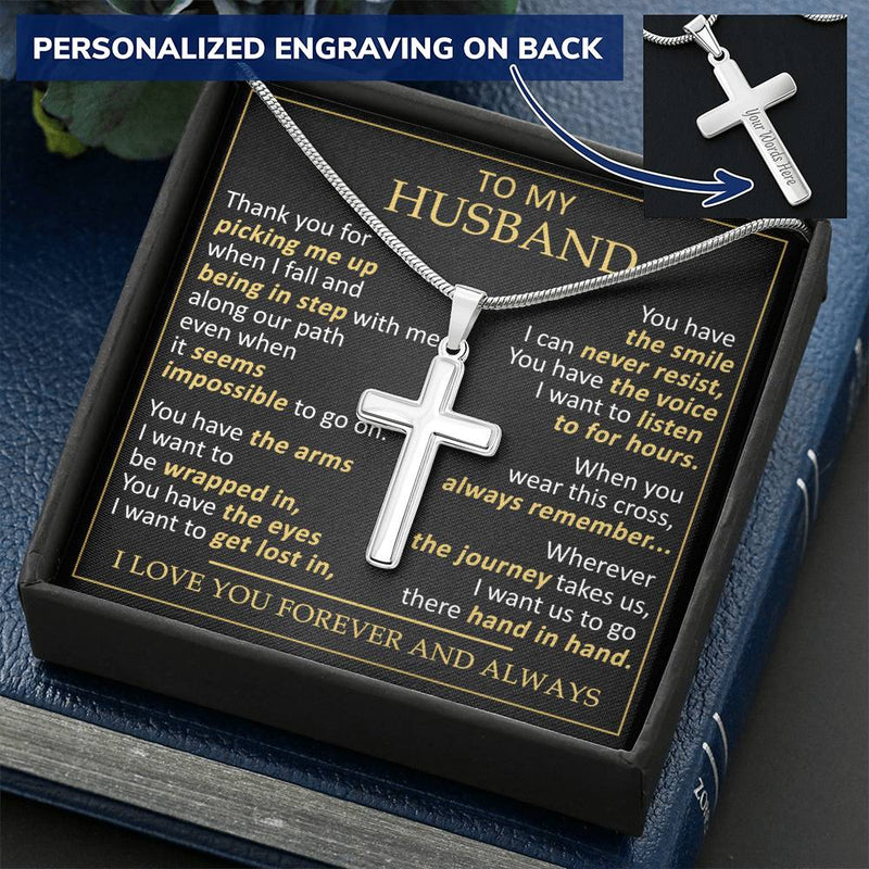 For Husband - Your Voice - Cross Customize Engraved Cross Necklace