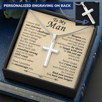 For Your Man - When You Are Down - Cross Customize Engraved Cross Necklace
