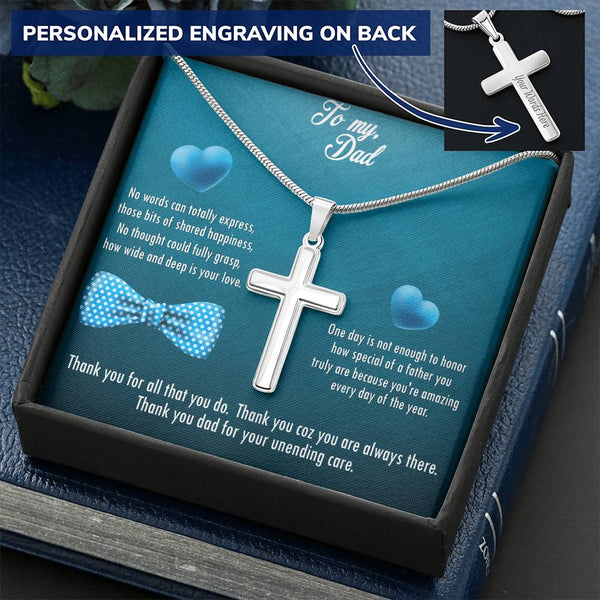 Gift For Dad 2 Customize Engraved Cross Necklace