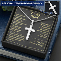 For Your Man - Want Us To Go There Hand In Hand - Cross Customize Engraved Cross Necklace