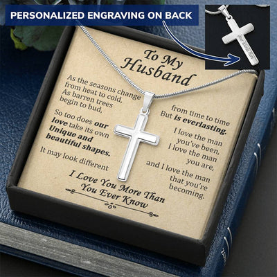 For Husband - Everlasting - Cross Customize Engraved Cross Necklace