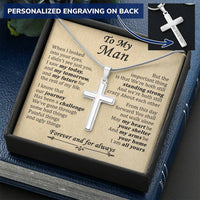 For Your Man - For Always - Cross Customize Engraved Cross Necklace