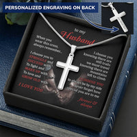 Gift For Husband - Grow Old With You - Cross Customize Engraved Cross Necklace