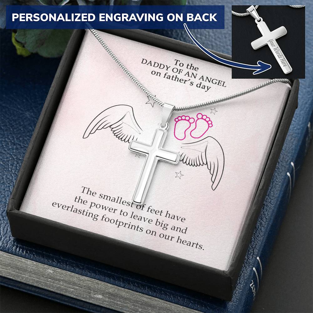 Father's Day - Angel - 1 Customize Engraved Cross Necklace