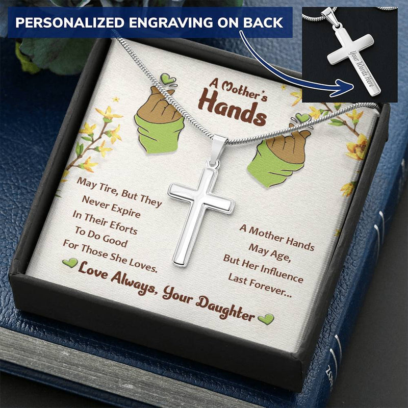 Cross Necklace For Mother Customize Engraved Cross Necklace