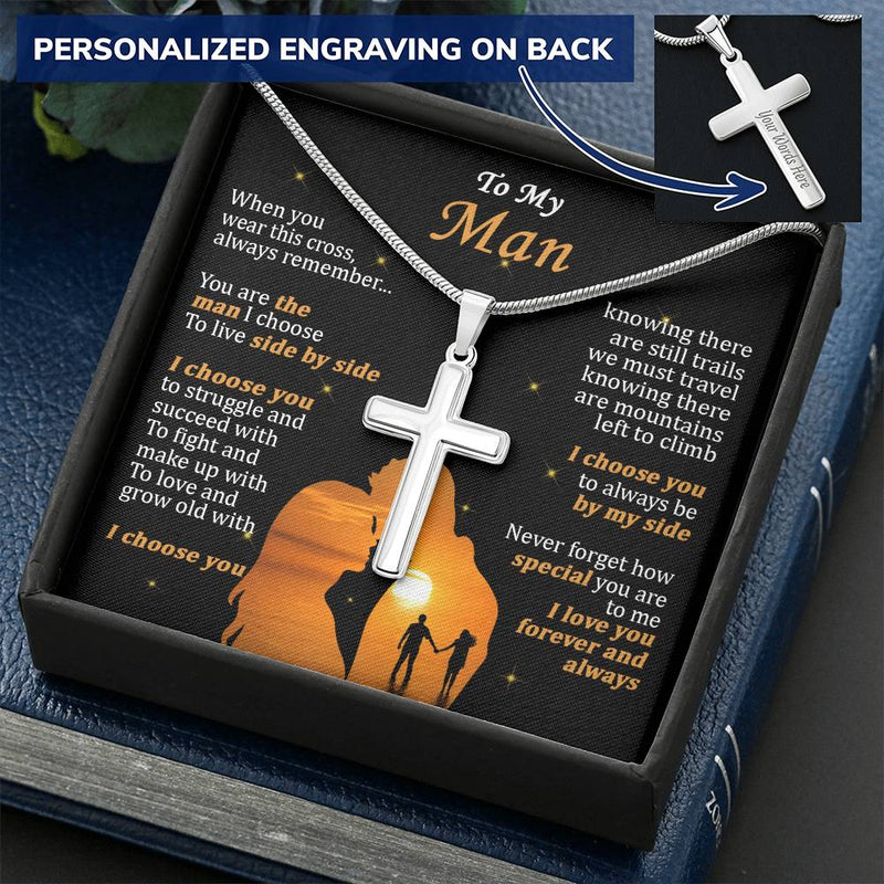 For Your Man - You Are Special To Me - Cross Customize Engraved Cross Necklace