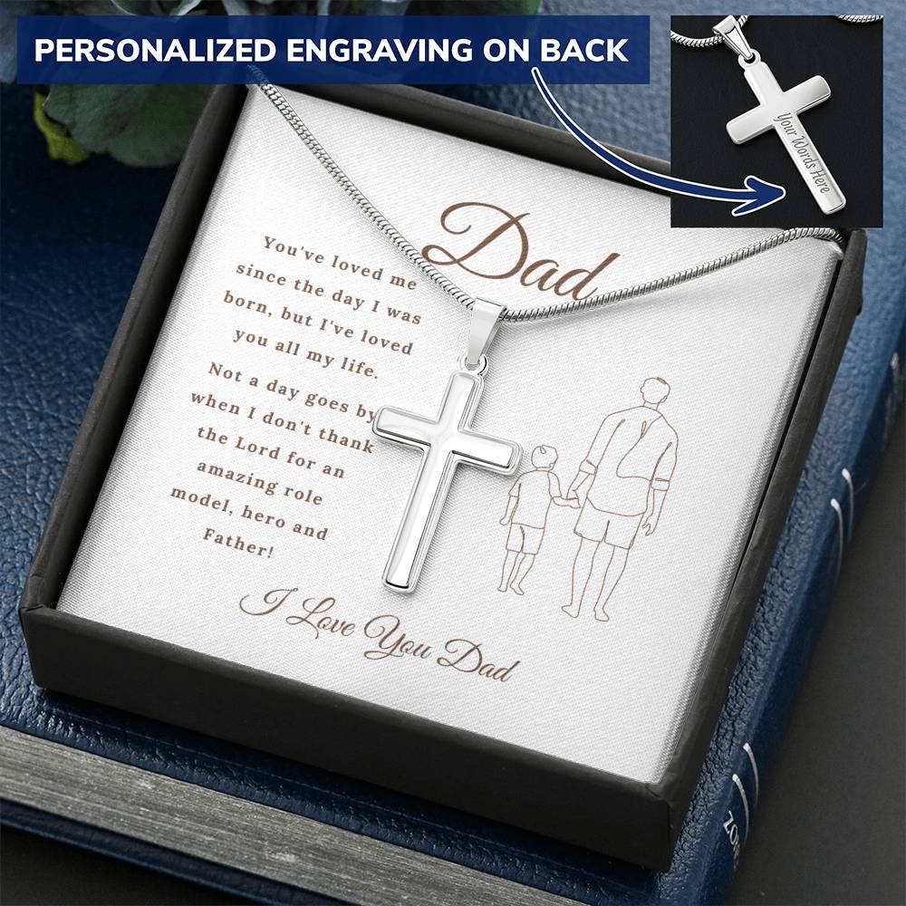 Father’S Day Cross Pendant Gift For Dad Father’S Day Gift Father’S Day Father&#39;s Day Necklace Father&#39;s Day Jewellery 1 Customize Engraved Cross Necklace