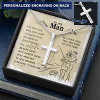 For Your Man - Go Fishing Together Forever - Cross Customize Engraved Cross Necklace