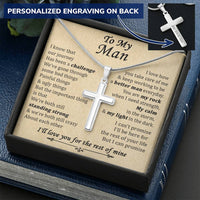 For Your Man - When I Need Strength - Cross Customize Engraved Cross Necklace