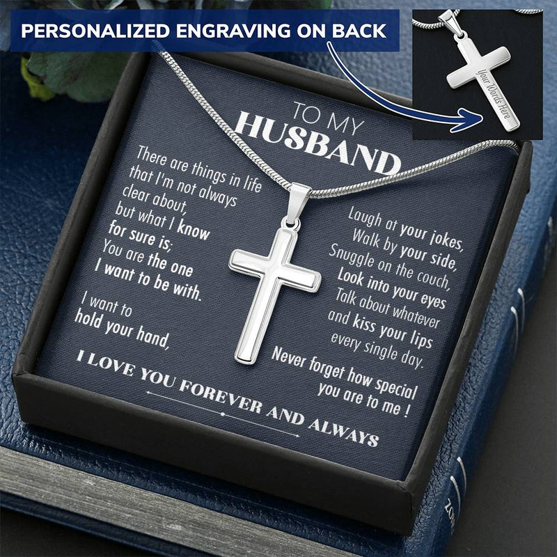 For Husband - Your Jokes 1 - Cross Customize Engraved Cross Necklace