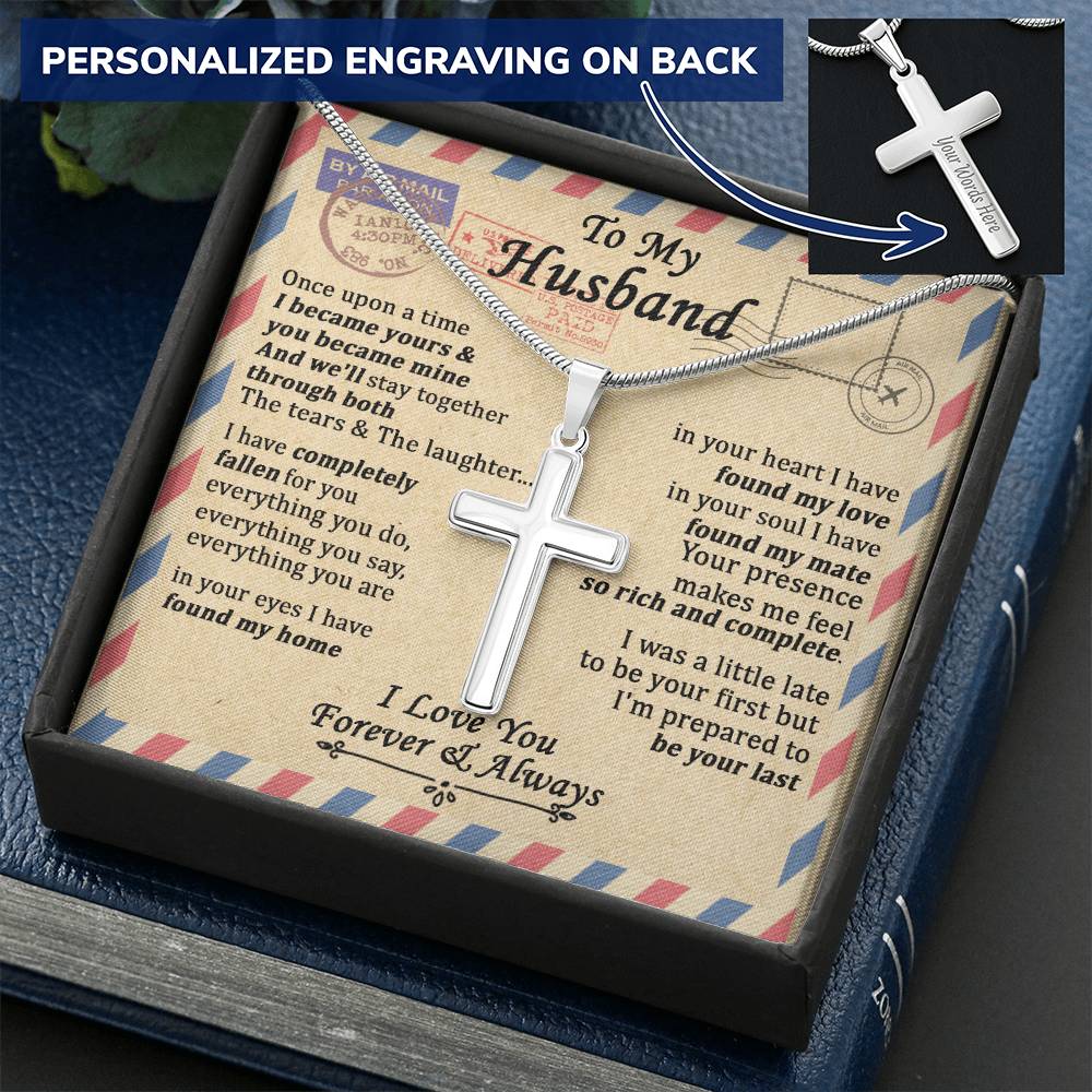 For Husband - We&#39;ll Stay Together - Cross Customize Engraved Cross Necklace